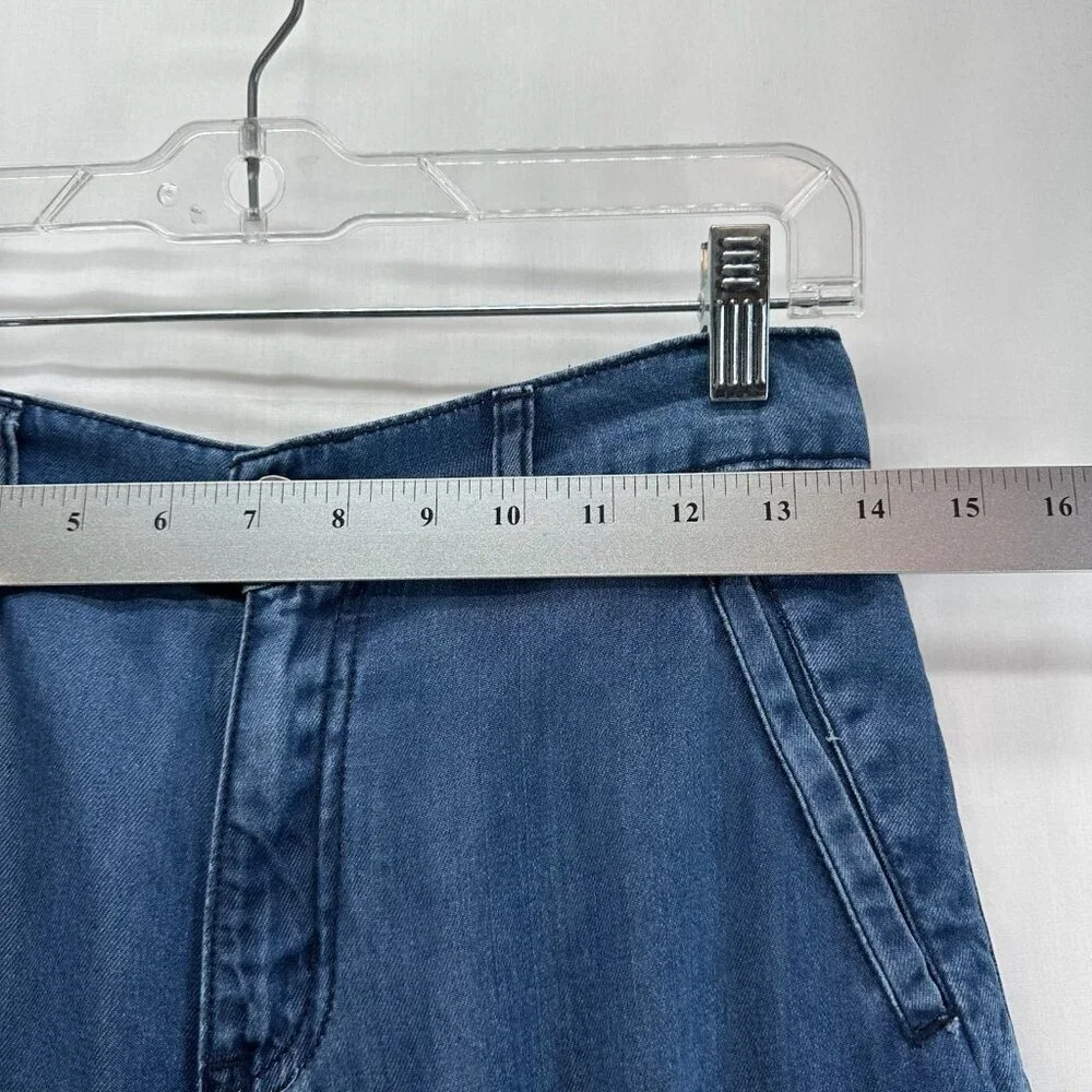 Happily Grey Pants Womens Sz 1/25 Baggy Wide Leg Cargo Denim Lyocell Blue - Picture 9 of 11
